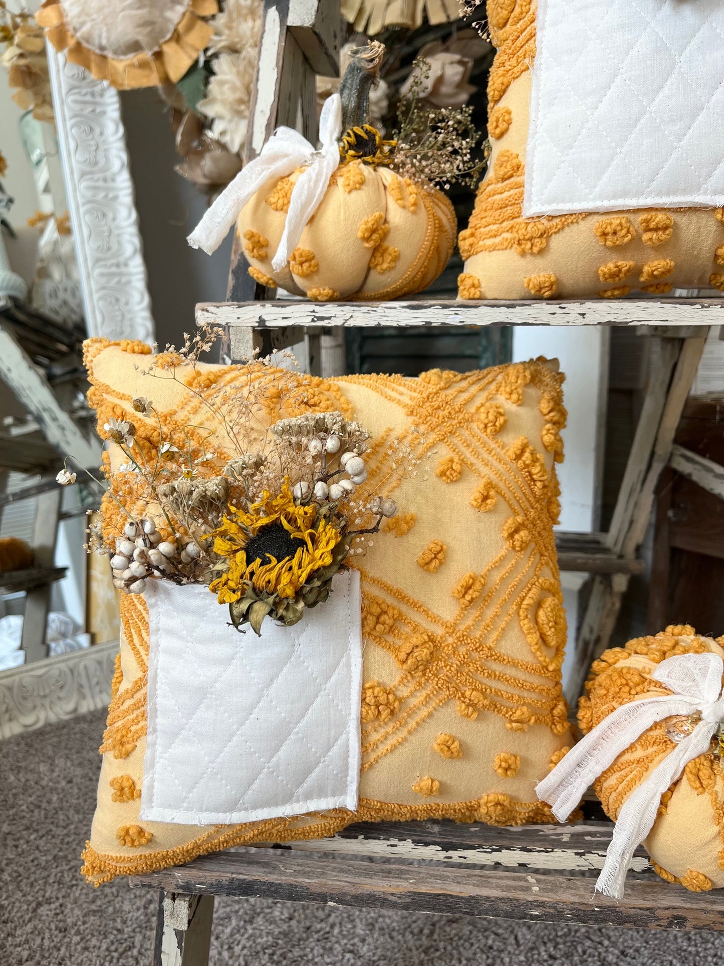 Chenille Sunflower PIllow