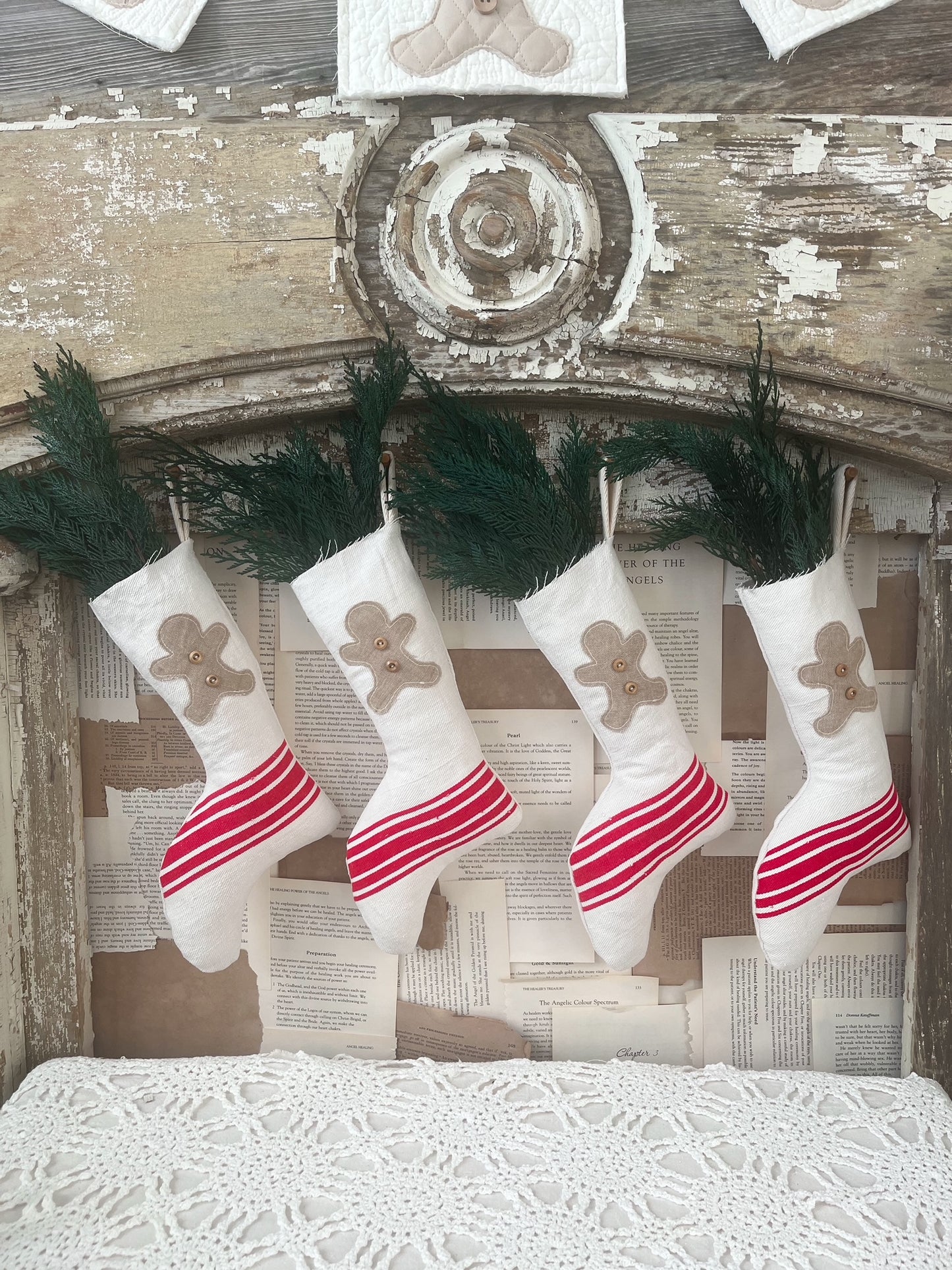 Grain Sack Gingerbread Stocking