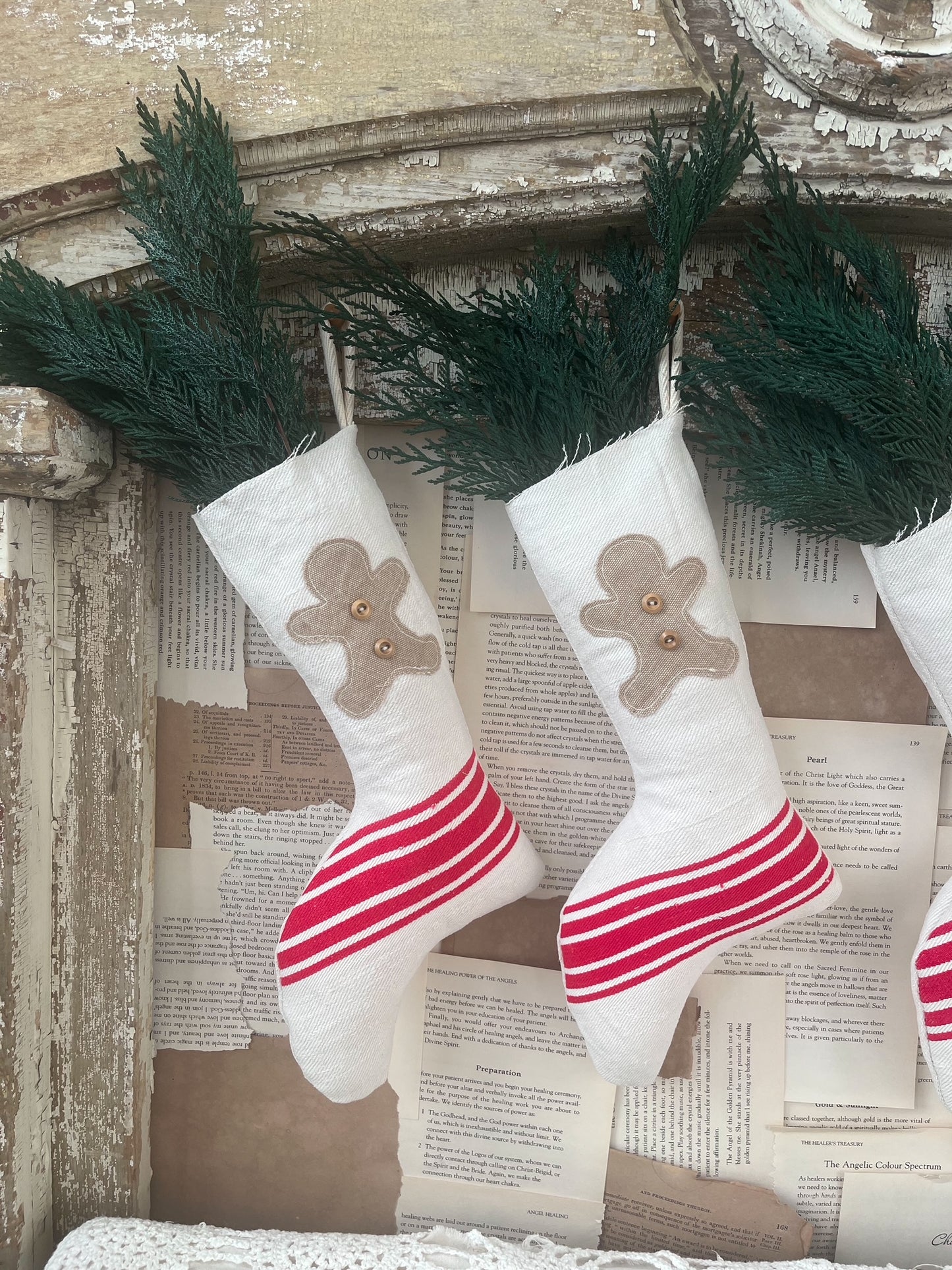 Grain Sack Gingerbread Stocking