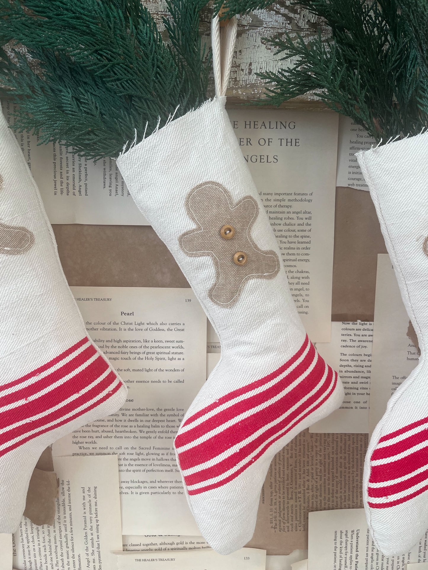 Grain Sack Gingerbread Stocking