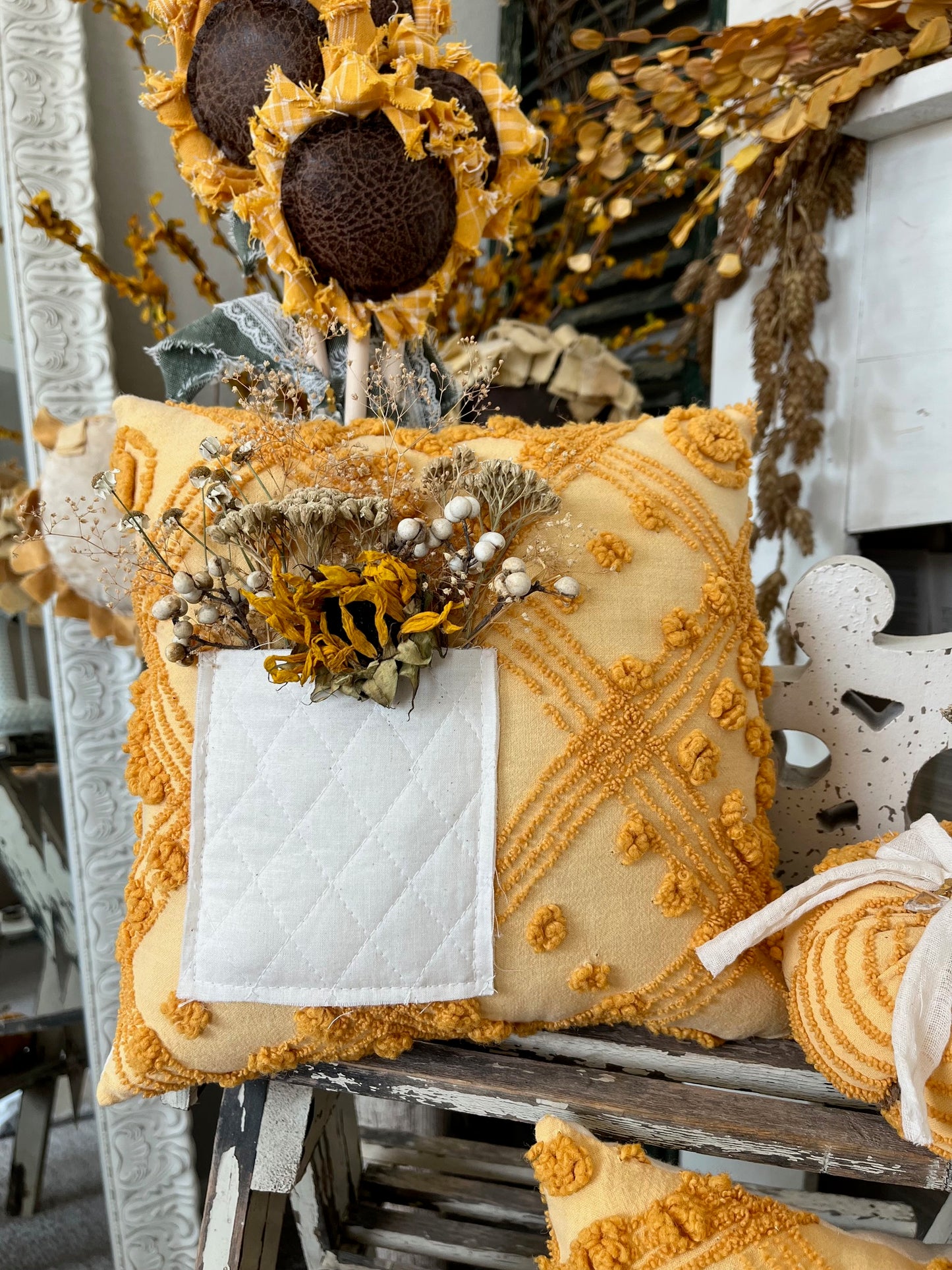 Chenille Sunflower Pillow