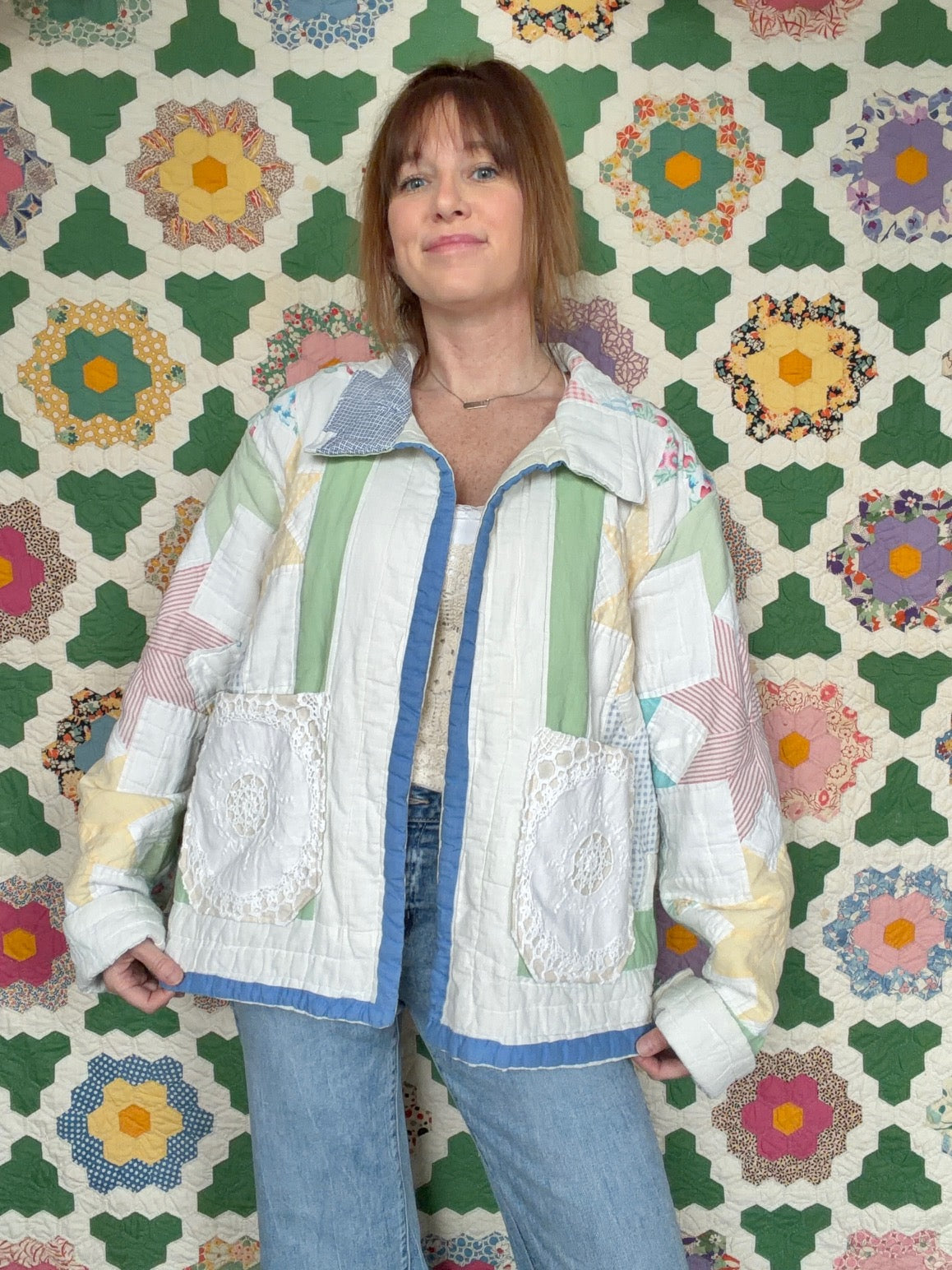 Starflower Vintage Quilt Jacket - Large
