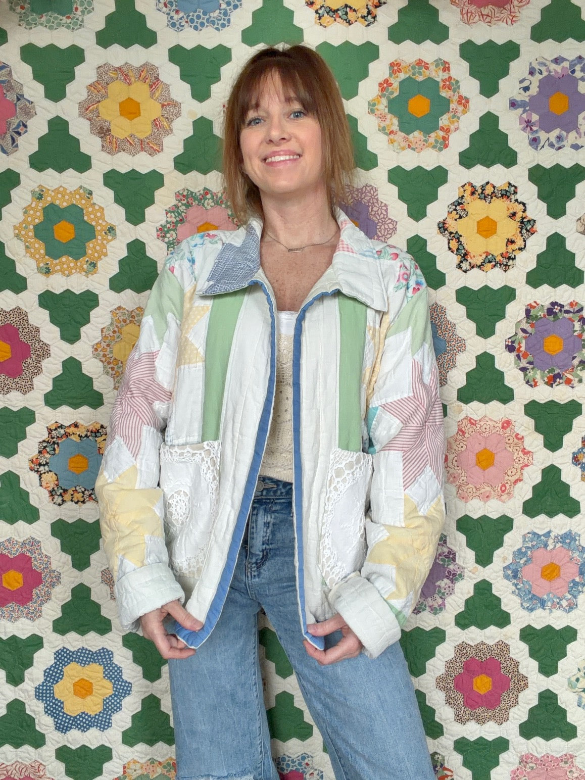 Starflower Vintage Quilt Jacket - Large