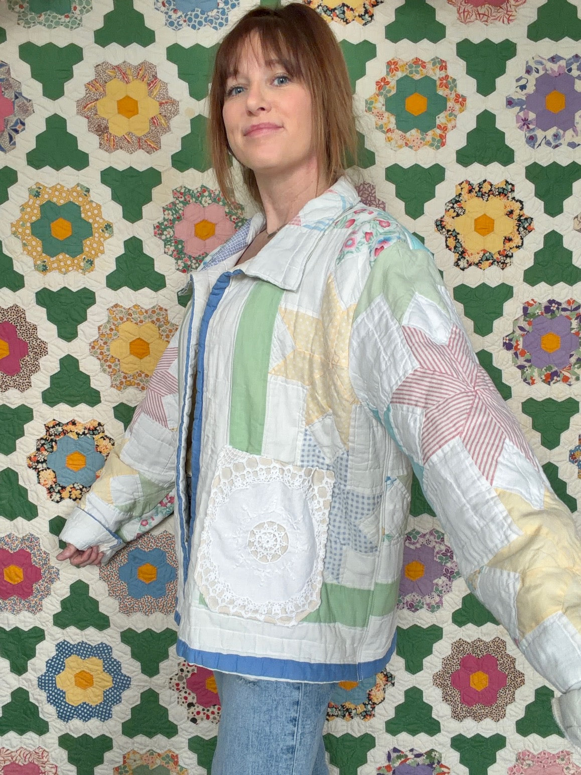 Starflower Vintage Quilt Jacket - Large