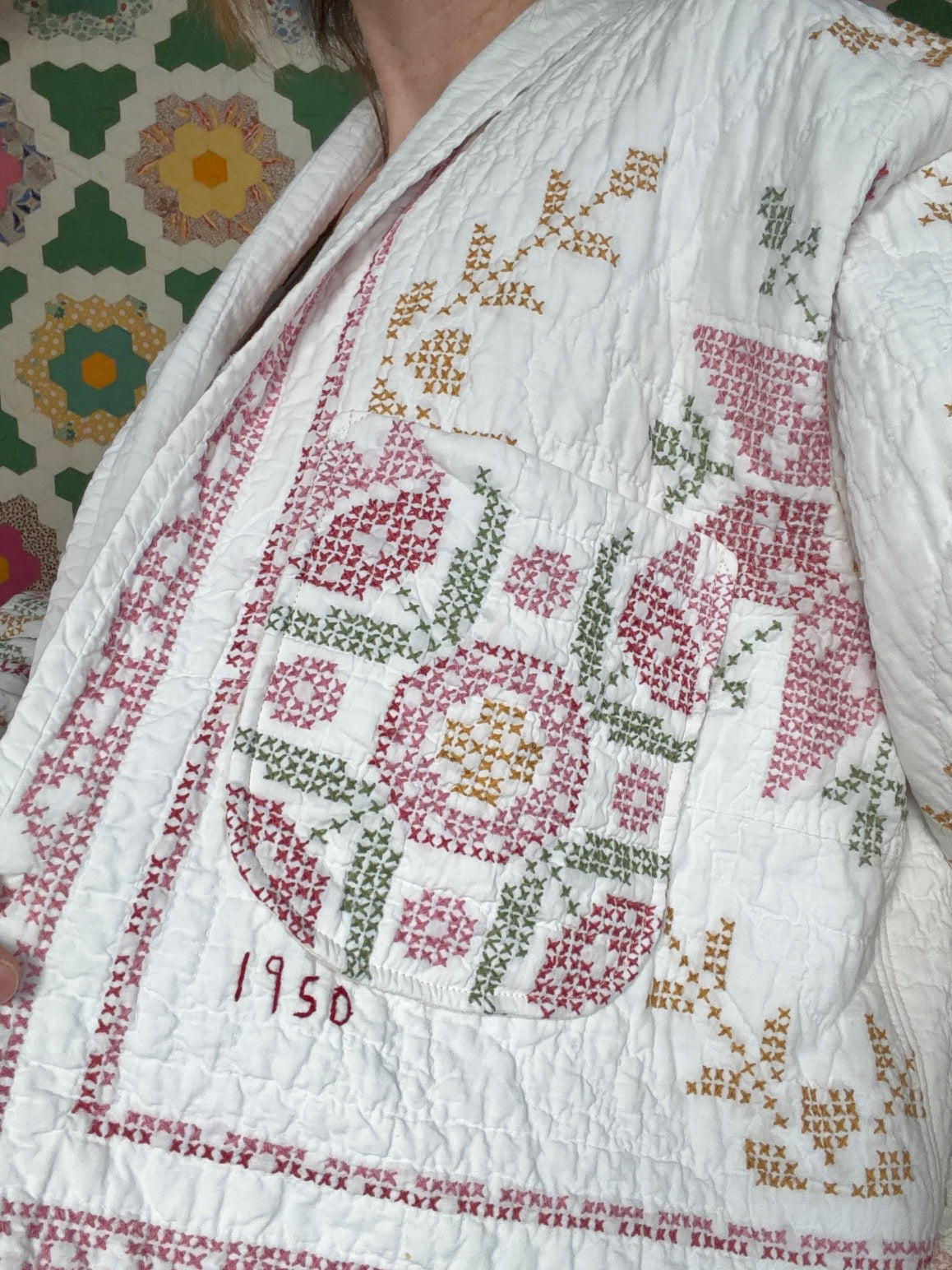 1950's Story Stitch Quilt Jacket - Medium